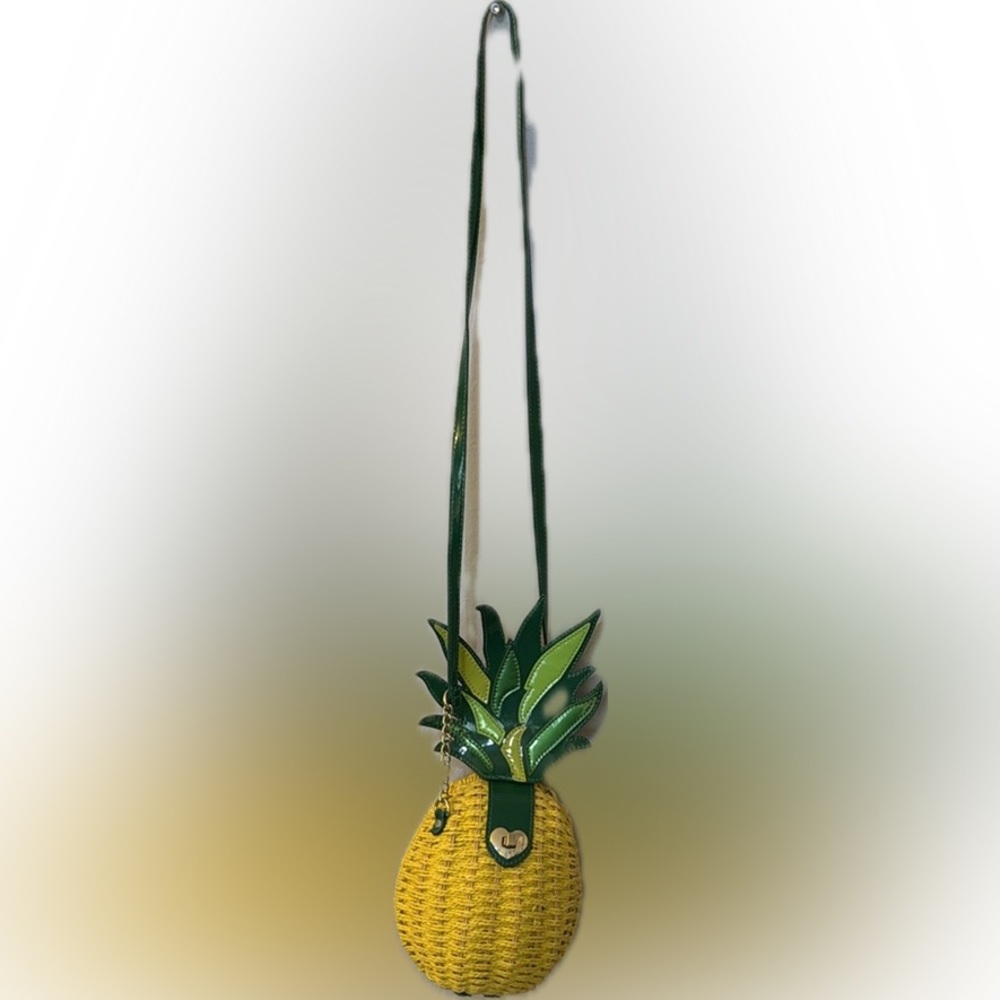 Betsey Johnson Yellow and Green Pineapple Crossbody Bag